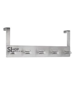Garderobe aan de deur in zilver 5 haken B135 D75 H405 mm. 